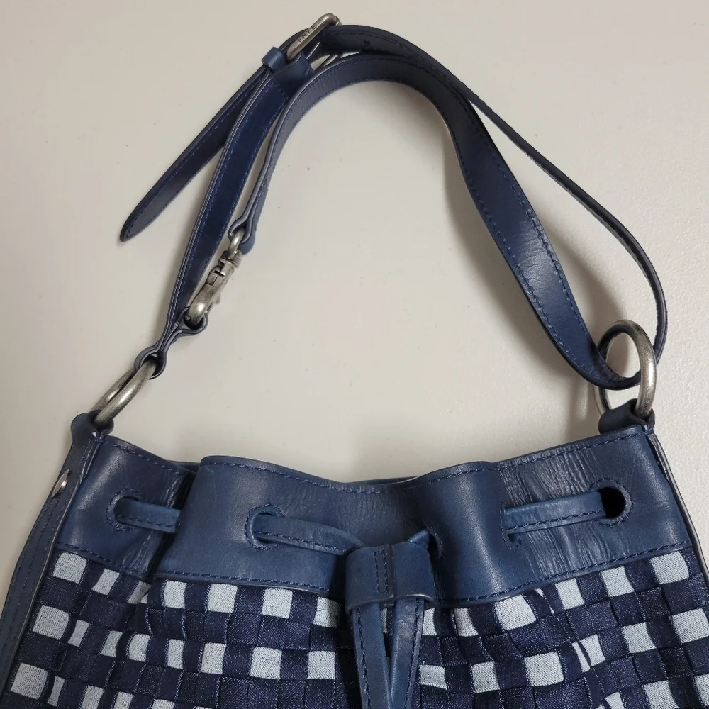 Frye Melissa Denin Drawstring Hobo Bucket Bag.